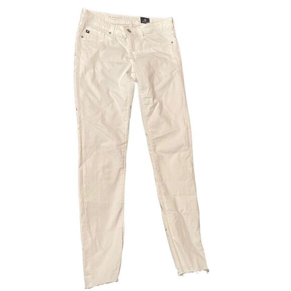 AG White Ankle Skinny Jeans with Raw Hem Size 26 Regular - Picture 1 of 11